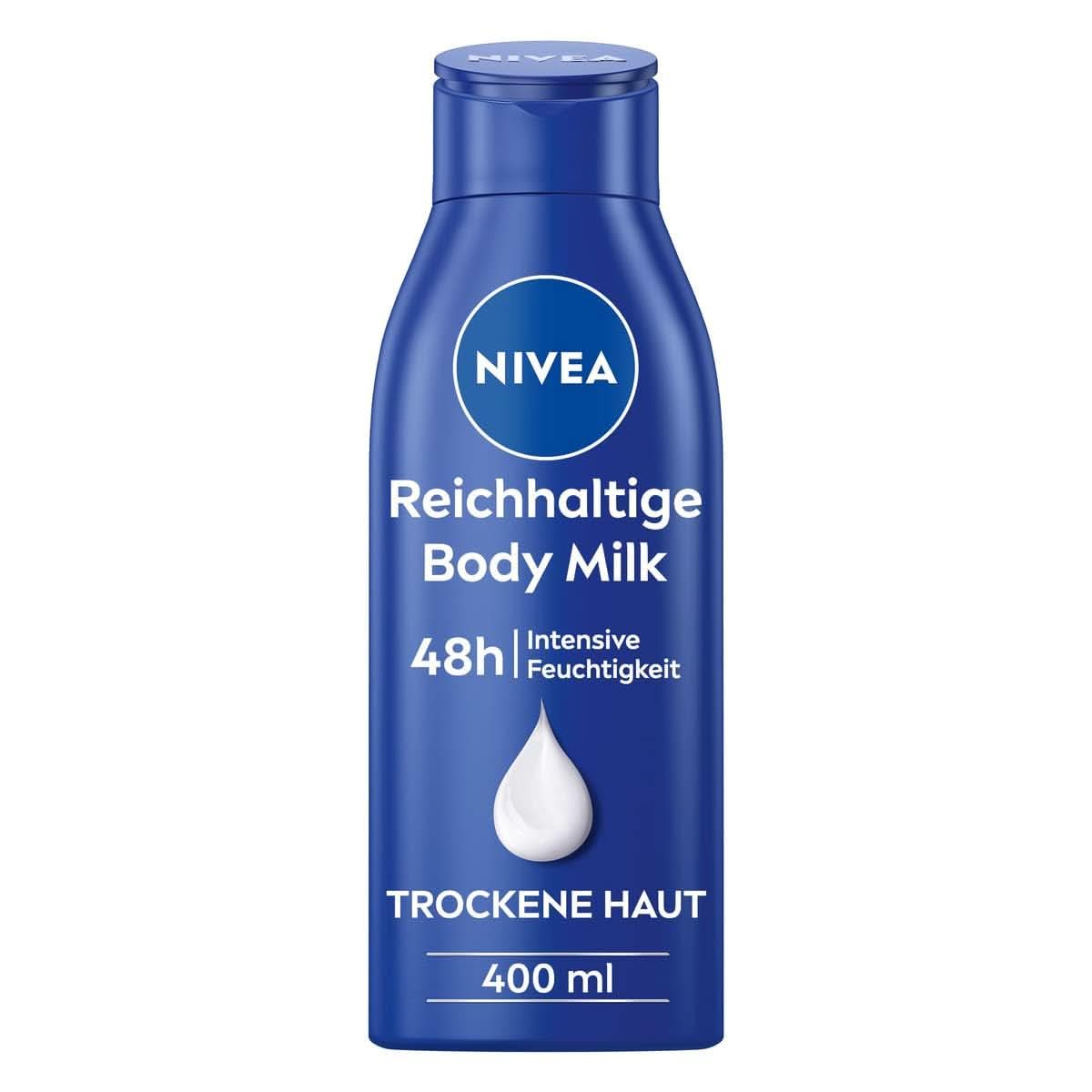 NIVEA Rich Body Milk, intenzivní vyživující tělový krém s mandlovým olejem, 400 ml Sprcha a koupel Naty Shop