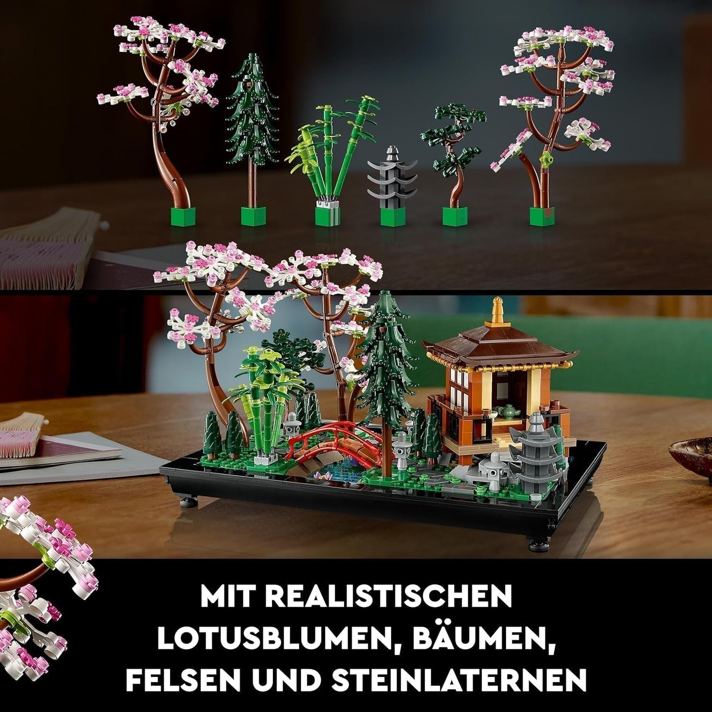 Lego Icons Garden Of Silence - Sada botanické zahrady Zen pro dospělé s lotosovými květy - Přizpůsobitelná dekorace na stůl inspirovaná Japonskem - Dárek pro ženy a muže 10315 Stavebnice Besuche den LEGO-Store