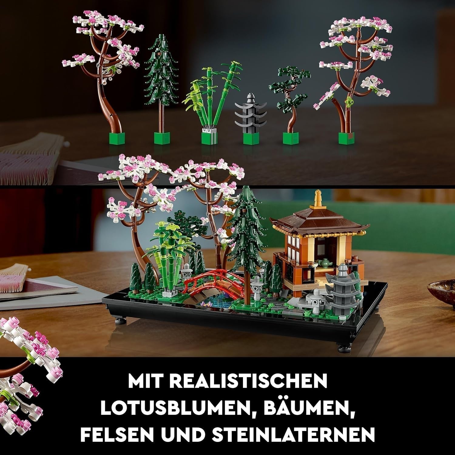 Lego Icons Garden Of Silence - Sada botanické zahrady Zen pro dospělé s lotosovými květy - Přizpůsobitelná dekorace na stůl inspirovaná Japonskem - Dárek pro ženy a muže 10315 Stavebnice Besuche den LEGO-Store