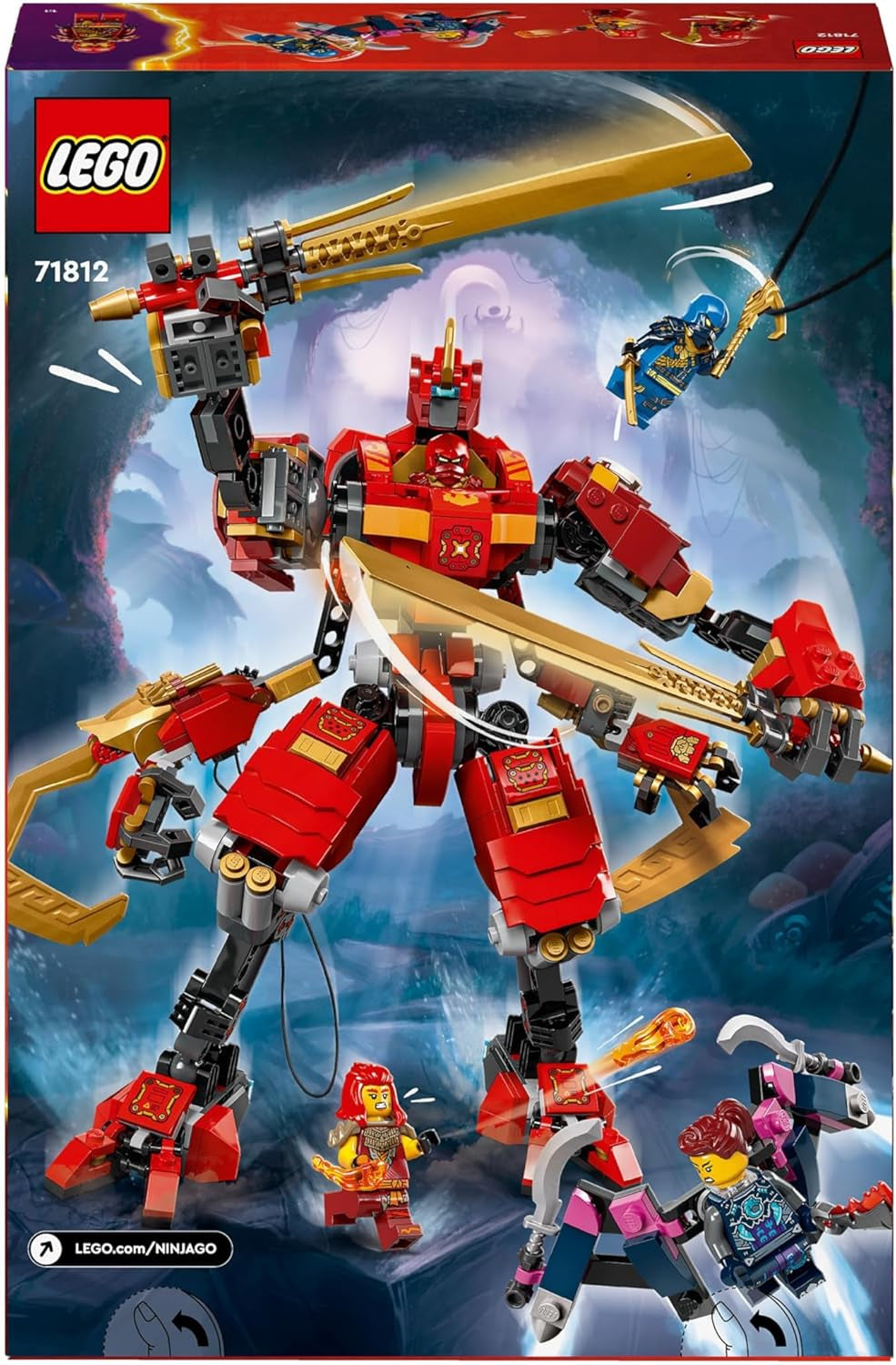 LEGO NINJAGO Sada Kai's Ninja lezeckého robota, Hračka Ninja se sestavitelnou akční figurkou a 4 minifigurkami, Dětská dobrodružná sada, Dárek k narozeninám pro 9leté chlapce a dívky 71812 Stavebnice Beuche den LEGO-Store