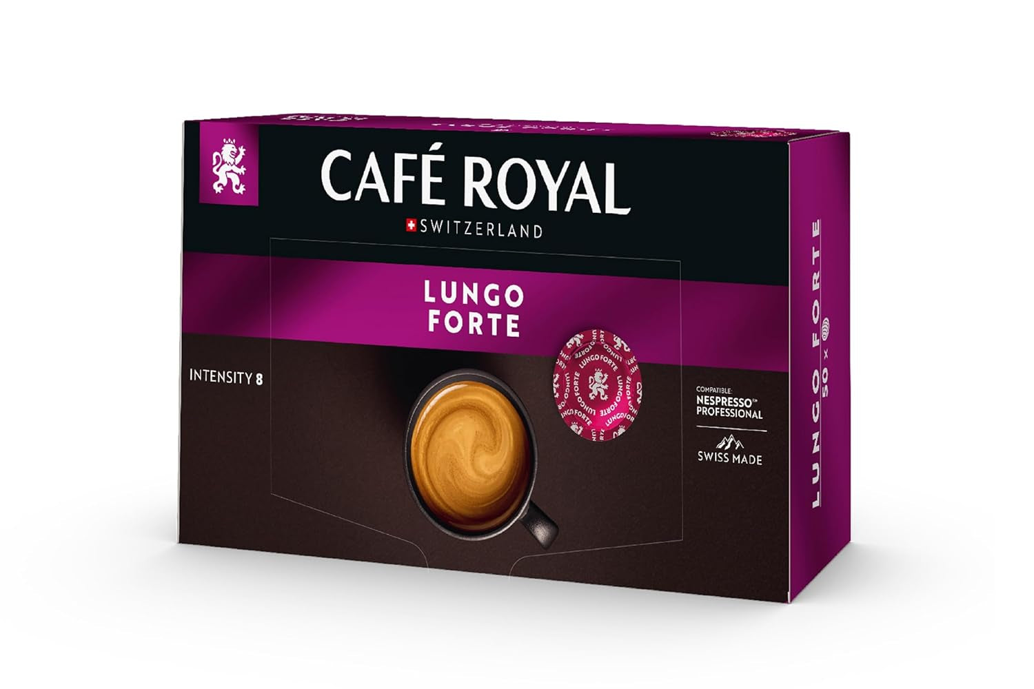 Café Royal Professional Pads, Lungo Forte, 50 Nespresso (R) Professional kompatibilní podložky pro kancelář a gastronomii, Rainforest Alliance zertifiziert, 100 Prozent Arabica Kaffee, Intensität 8