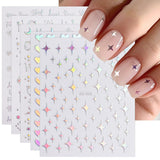 JMEOWIO Nálepka na nehty Aurora 12 Blatt Nálepka na nehty Selbtklebend Nagelaufkleber Holografisches Stern Herz Dekoration Nageldesign Zubehör