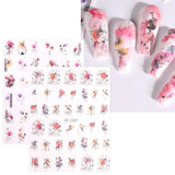 JMEOWIO Nálepka na nehty Frühling Blume 12 Blatt Nálepka na nehty Selbtklebend Nagelaufkleber Blätter Dekoration Nageldesign Zubehör