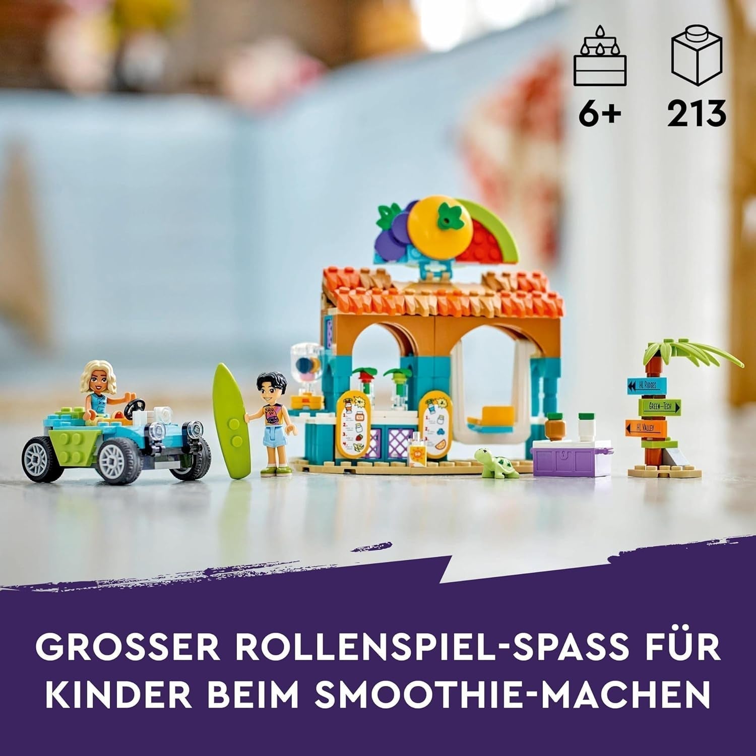 LEGO Friends Smoothie stojí na pláži Hrací sada Nápad na dárek pro dívky a chlapce od 6 let s figurkami Želva a doplňky Hračka pro sociální rozvoj 42625 Stavebnice Besuche den LEGO-Store