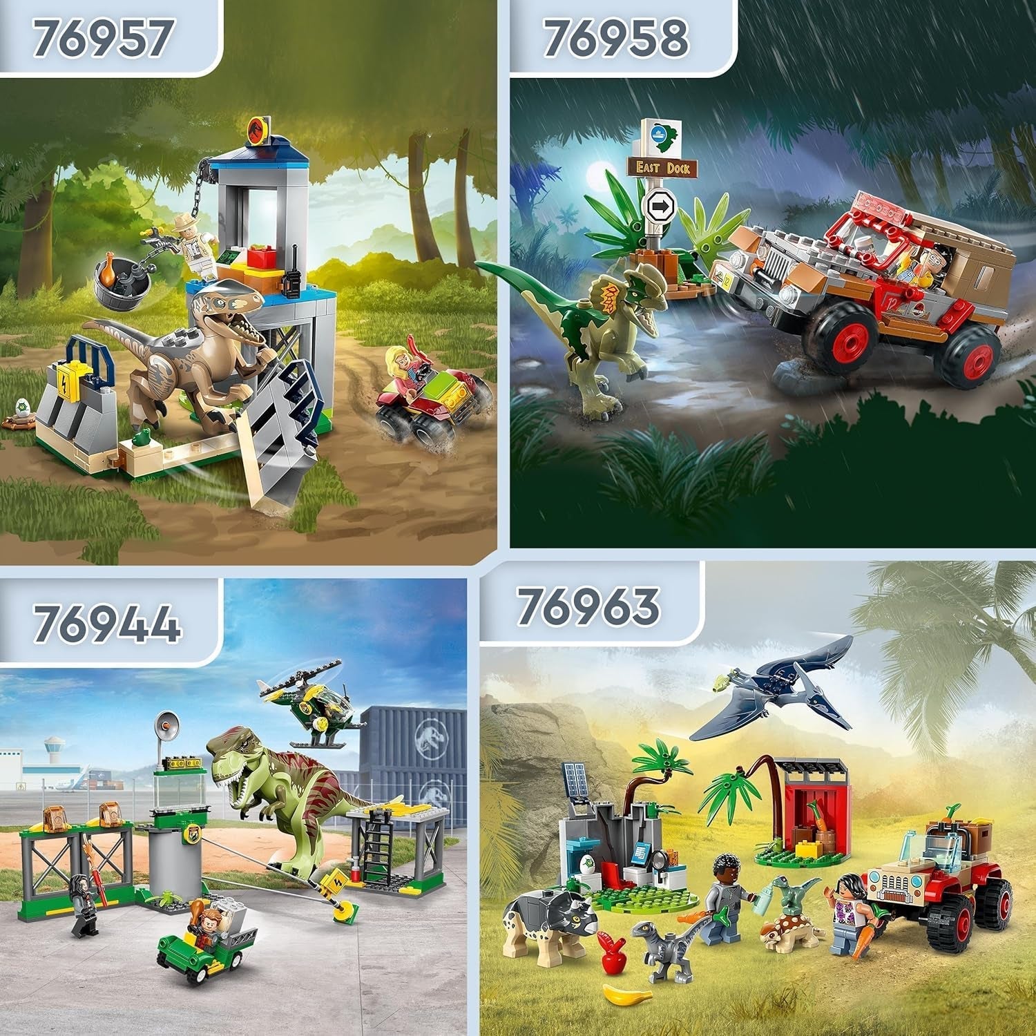 LEGO Jurassic World Rescue Center for Baby Dinosaurs, sada s malými figurkami dinosaurů včetně Triceratopse, Ankylosaura a Velociraptora, stavebnicový dárek pro chlapce a dívky od 4 let 76963 Stavebnice Besuche den LEGO-Store
