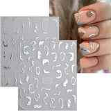 JMEOWIO Nálepka na nehty Marmor Linie 9 Blatt Nálepka na nehty Selbstklebend Nagelaufkleber Stříbrná bunt Dekoration Nageldesign Zubehör