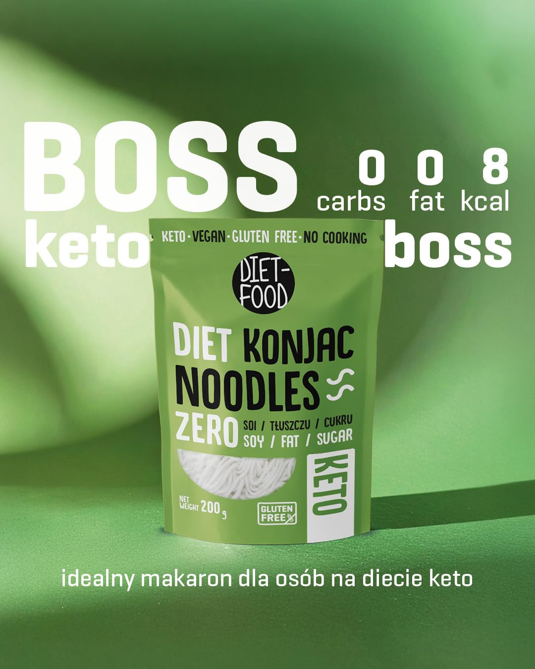 Dietní nudle Shirataki | Nízkosacharidové nudle Konjac | 200 gramů veganské nízkokalorické dietní nudle bez tuku bez sóji bez lepku ve vodě rozpustné