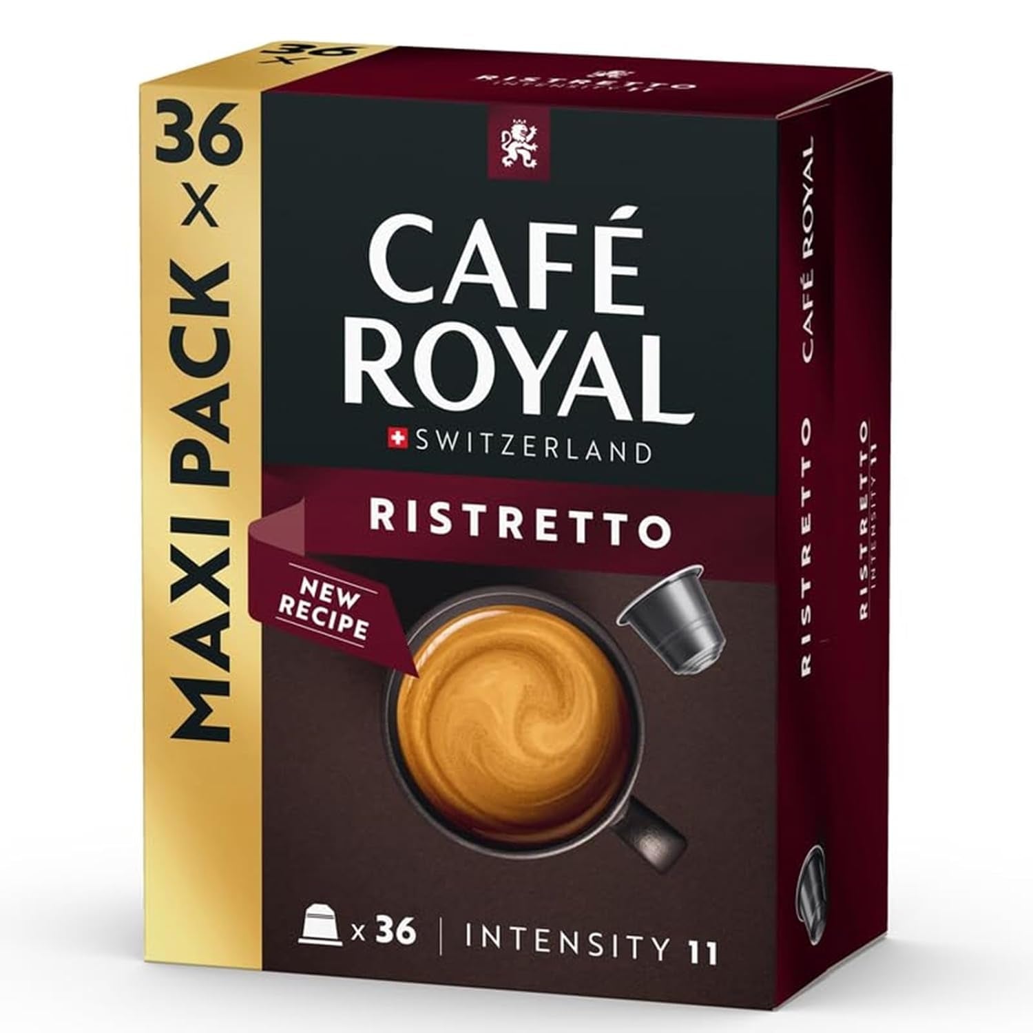Café Royal Ristretto – kávové kapsle kompatibilní s Nespresso®, 100% Arabica, intenzivní, tmavé pražení, intenzita 11/12, Rainforest Alliance, 36 kapslí