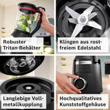 Vysokorychlostní stojanový mixér Vitapower Serie 6 MMBD665B1, 45 000 U/min, 6 programů Inkl Heiße Suppe & Reinigung, 2 L Mixbehälter, Stopfer, Spülmaschinenfeste Teile, Made in Europe, 1800 W, Schwarz Kitchen Naty Shop
