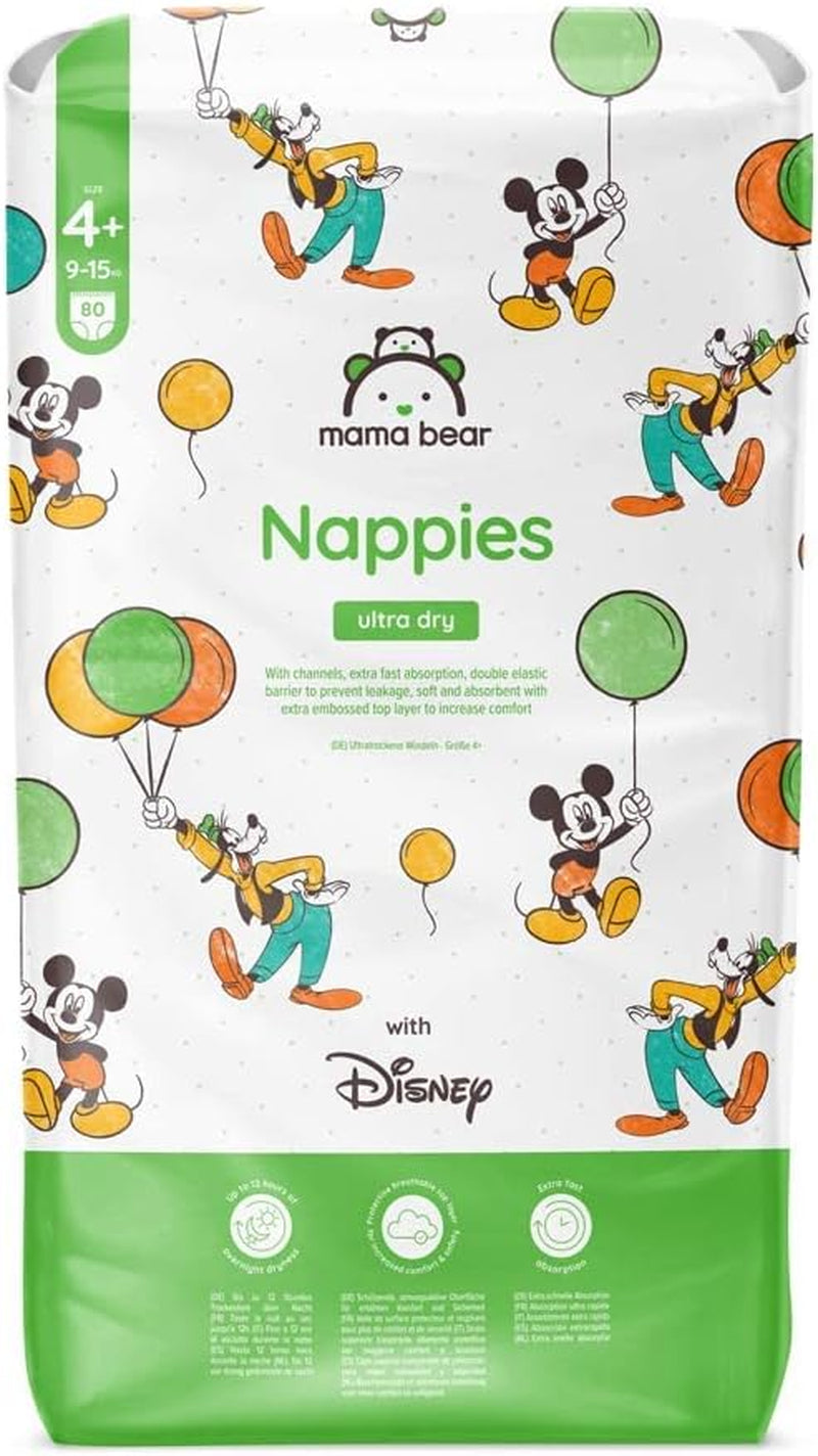 Značka Amazon: Mama Bear Disney Ultra Dry plenky, velikost 3 (4–9 kg) – měsíční krabička, bílá, počet 172 (2 balení po 86)