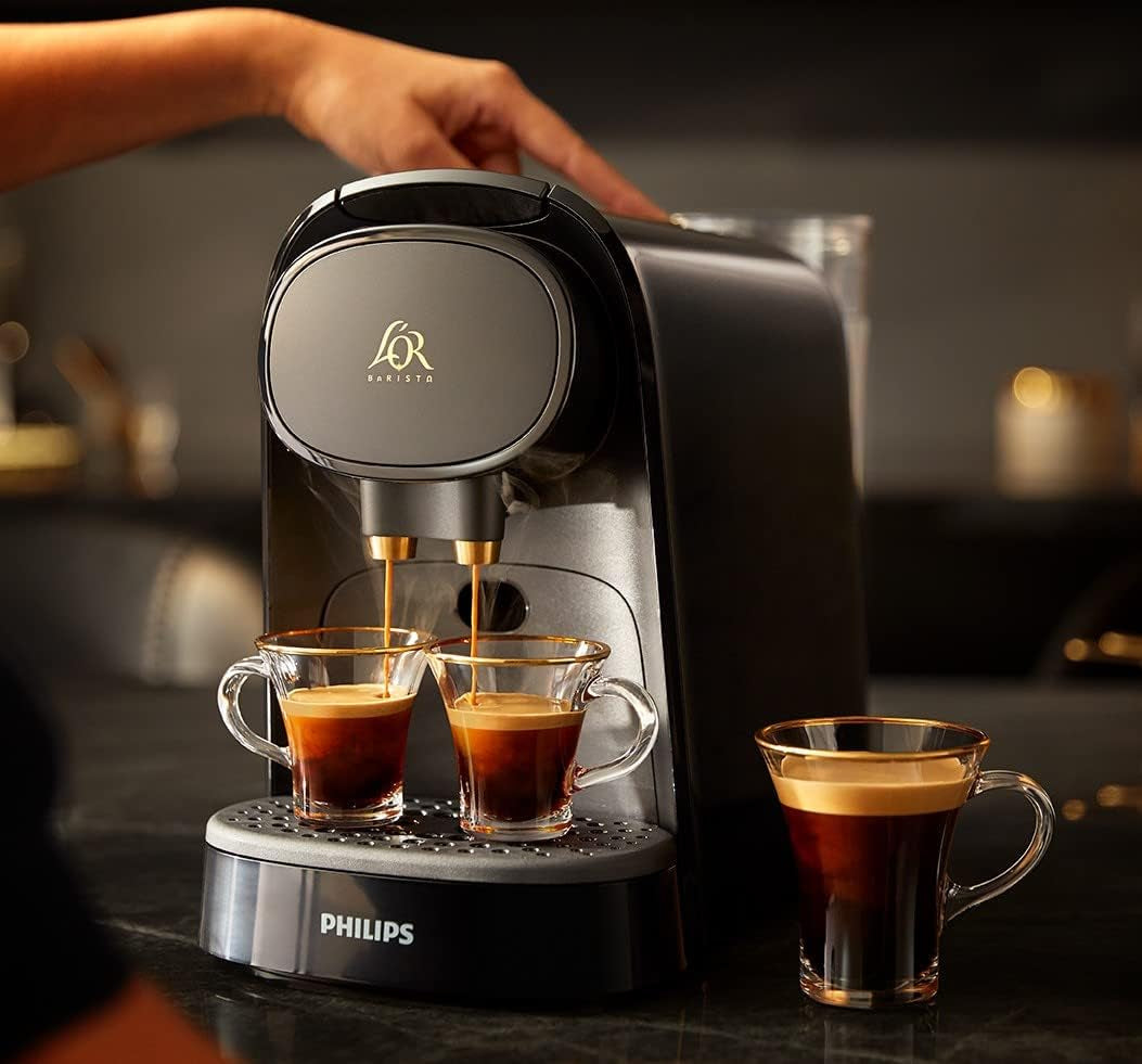 Kávovar na espresso na kapsle PHILIPS LM8012/60 – dvě dávky, dvojité potěšení, 1 nebo 2 šálky, Ristretto, Espresso, Lungo nebo Grand Café Long, dvojitá kapsle, originální kvalita espressa, klavírní černá