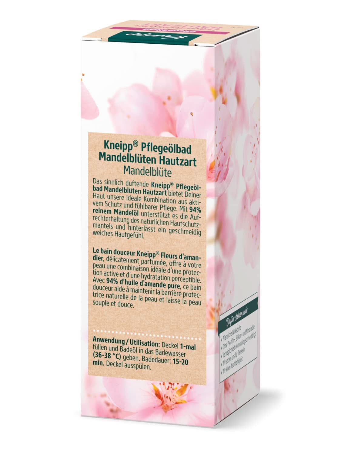 Kneipp, koupelový olej, s 94% čistým mandlovým olejem, pro suchou a citlivou pokožku - 100 ml Sprcha a koupel Naty Shop