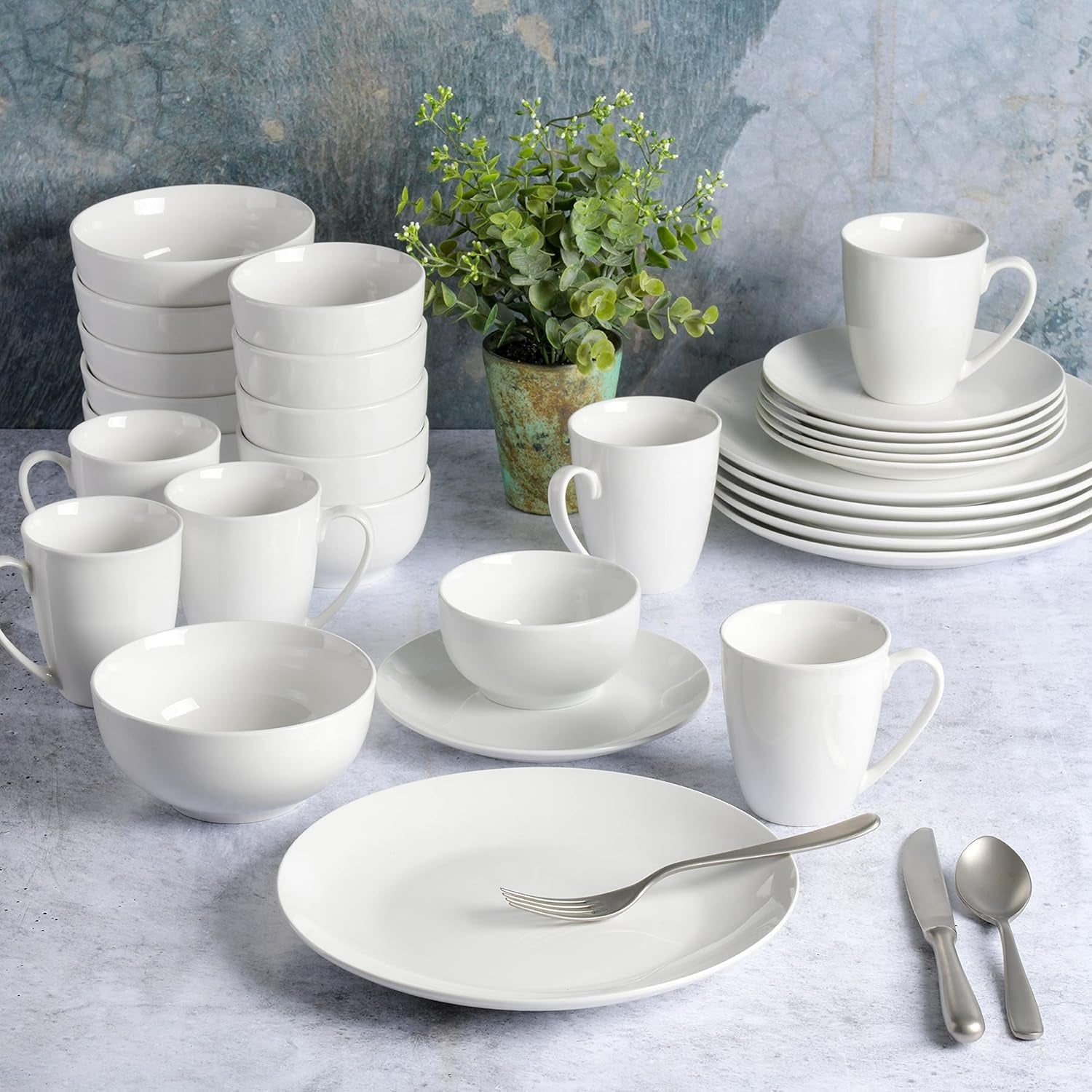 Porcelánová sada nádobí Zen Buffet, servis pro 6 (30 kusů), bílá (šálky)