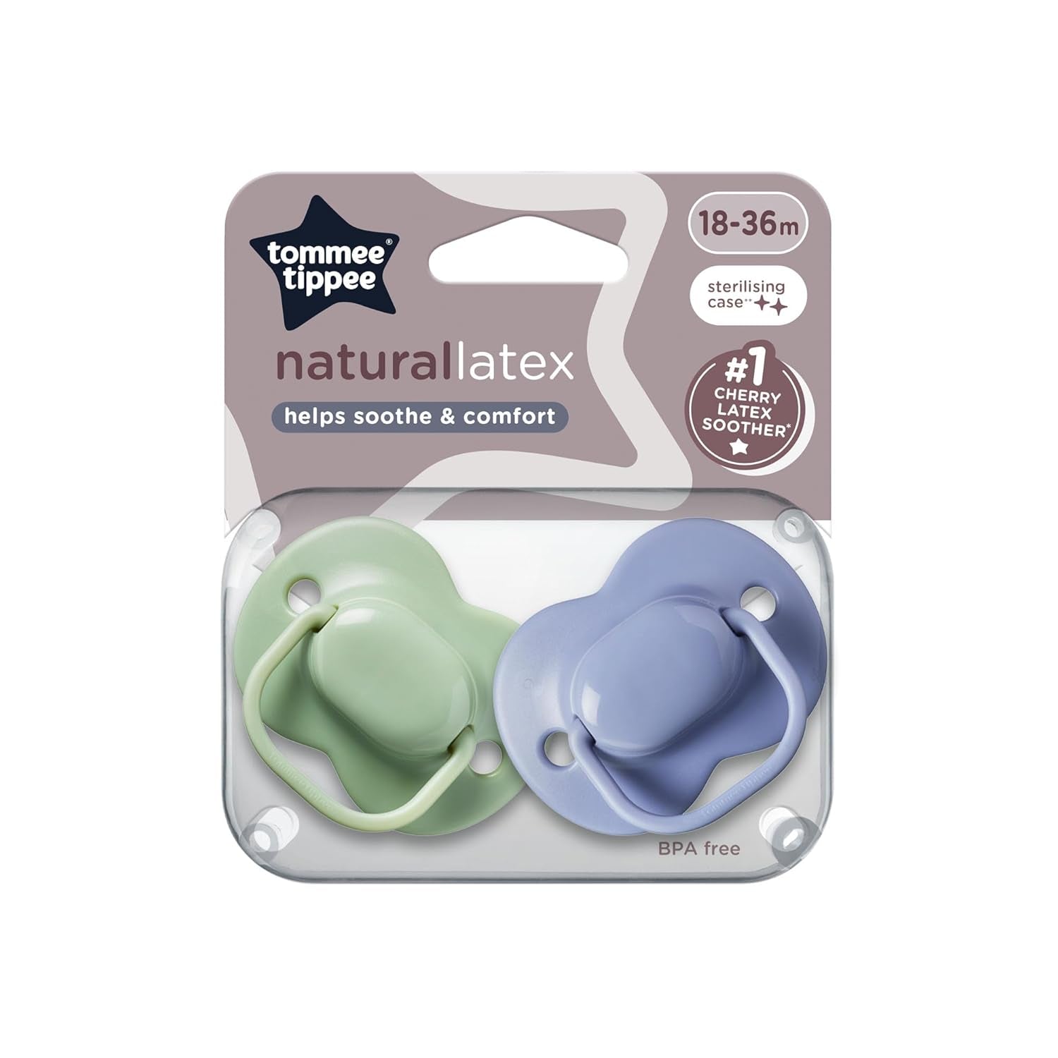 Tommee Tippee Cherry Latexové dudlíky 0-6 měsíců 2 balení Dudlíky 100% přírodní latex sáčky