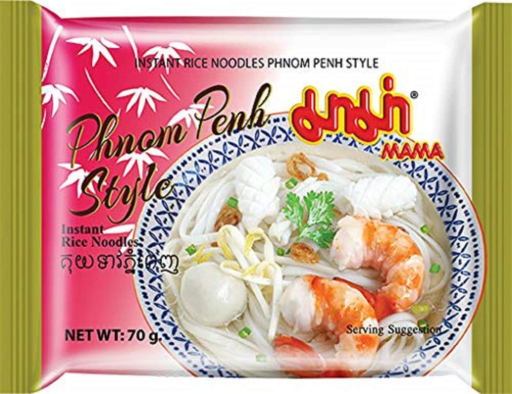 MAMA Phnom Phenh Instantní rýžové nudle - Orientální Instantní rýžové nudle - Autentická thajská kuchyně - 12 x 70 g