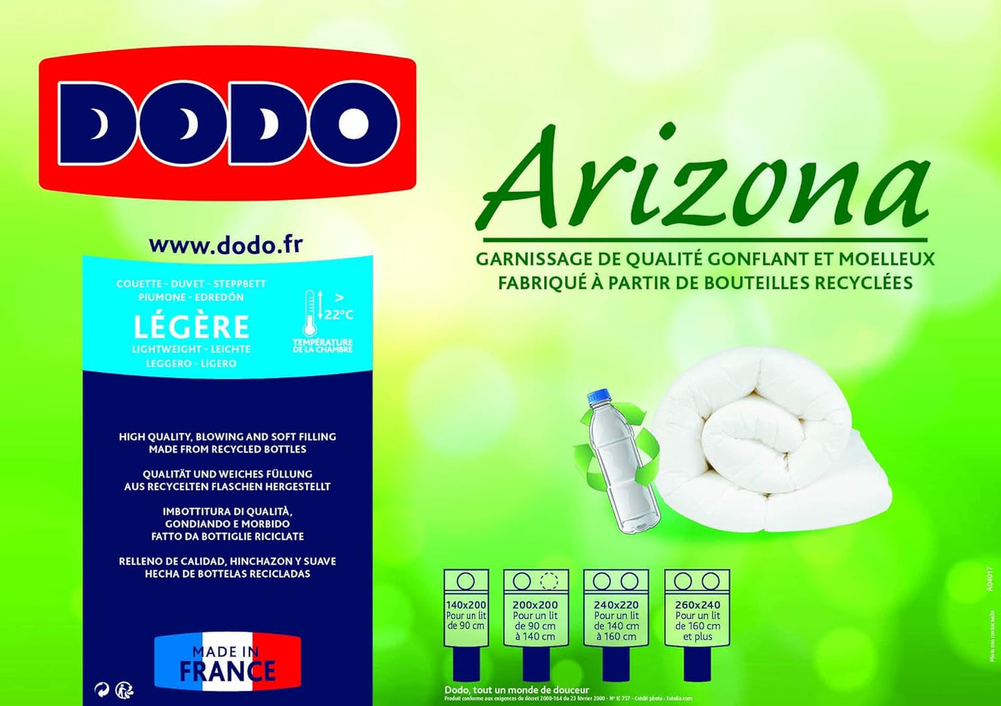 DODO Couette přikrývka Arizona, světlá, polyester, bílá, 140/200 Přikrývky a přikrývky Naty Shop