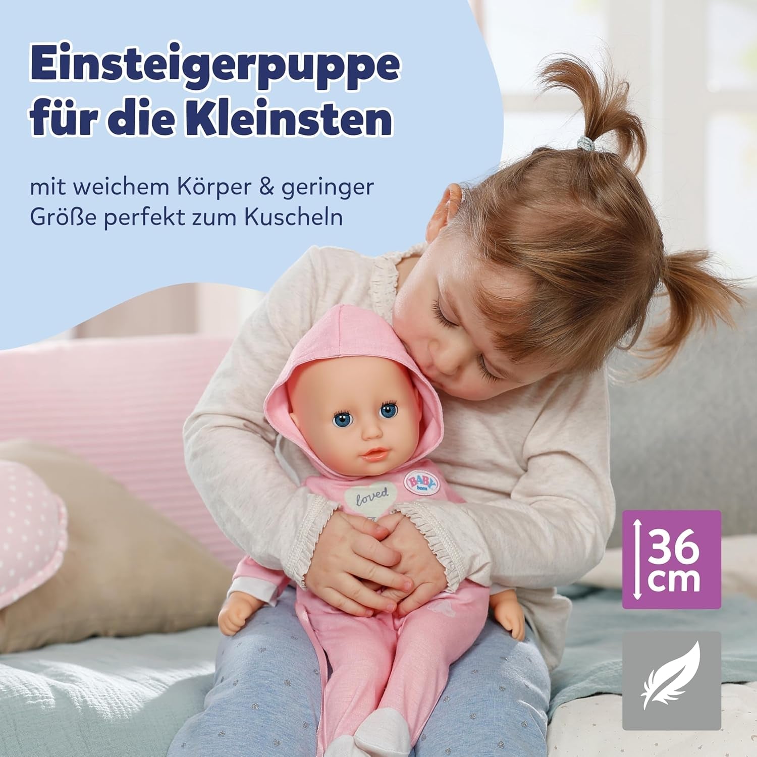 BABY Born Hannah Play with Me - Panenka s 5 funkcemi - Tělo z měkkého materiálu včetně příslušenství - Panenka 36 cm - Provoz na baterie - Vhodné pro děti od 1 roku