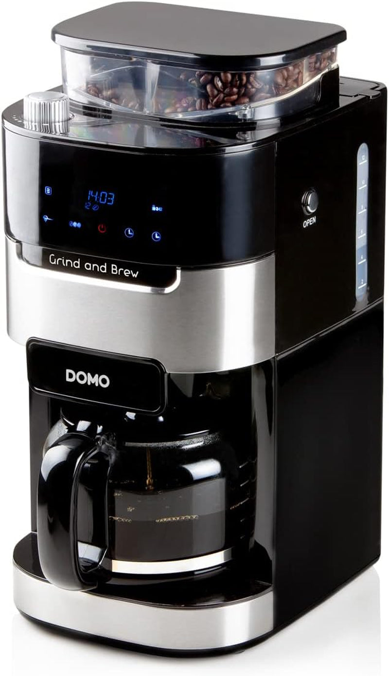 Kávovar DOMO DO721K "Grind and Brew" - Funkce Bean-to-Cup - LCD displej - Pro mletou kávu nebo celá zrna - 1,5 l