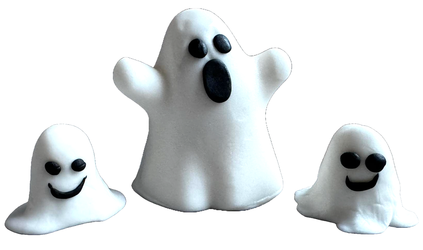 Sada 3 jedlých ozdob z cukrové pasty, Halloween, Dekorace z cukrové pasty Ghost Family Naty Shop