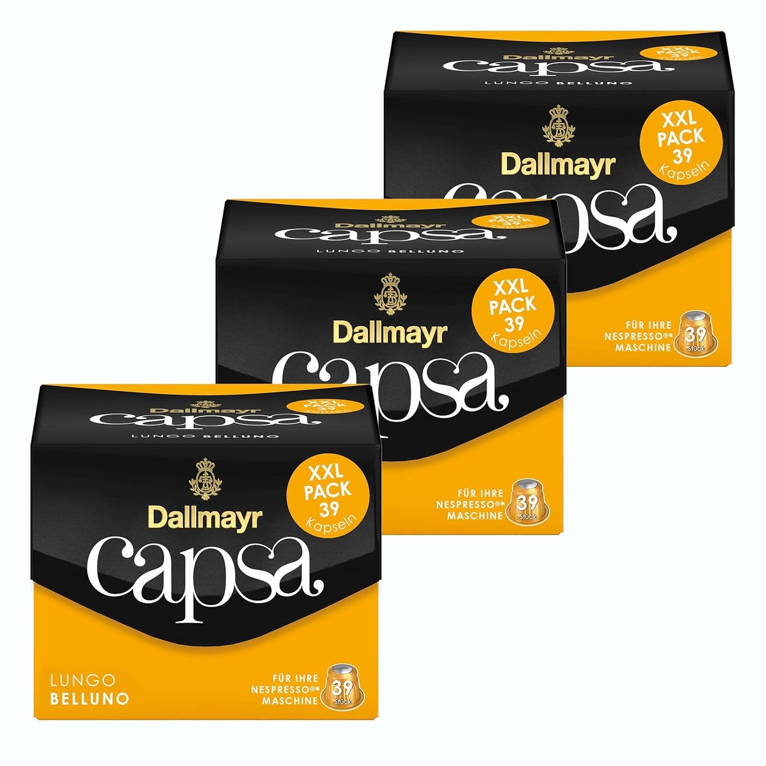 Capsa Lungo Belluno XXL, 39 kapslí kompatibilních s Nespresso, 1er Pack (1 x 218 g) & Capsa prodomo, 56 g