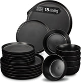 Moritz & Moritz NORDIC Sada nádobí pro 6 osob - 18dílná sada černého nádobí z černého nádobí - Skandinávský design - Sada robustního nádobí pro 6 osob pro každodenní použití a hosty - Kombinovaná sada nádobí