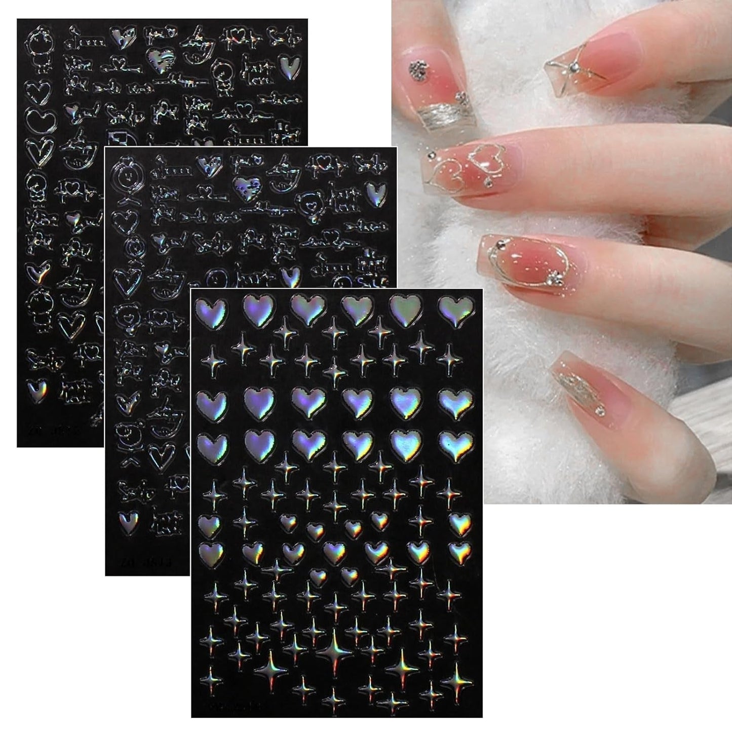 Jmeowio Nagelsticker Aurora Geometrisch 12 Blatt Nail Art Sticker Selbtklebend Nagelaufkleber Bunt Dekoration Nageldesign Zubehör