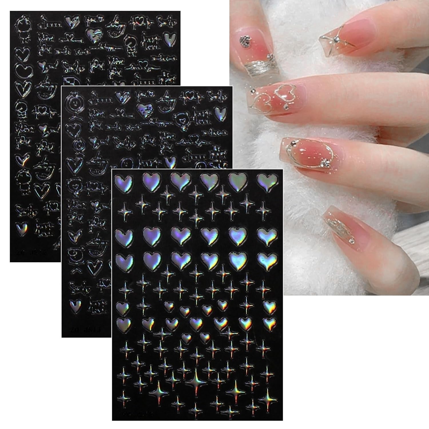 Jmeowio Nagelsticker Aurora Geometrisch 12 Blatt Nail Art Sticker Selbtklebend Nagelaufkleber Bunt Dekoration Nageldesign Zubehör