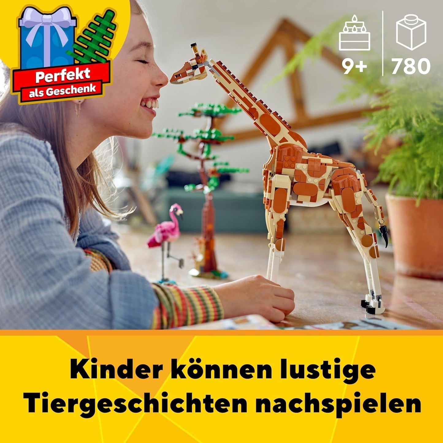 LEGO Creator 3v1 Animal Safari, kreativní sada s figurkami zvířat, 3 možnosti stavění: Hračka žirafa, gazela a lev, hračka zvířátka pro dívky a chlapce, přírodní dárek pro děti od 9 let 31150 Stavebnice Beuche den LEGO-Store
