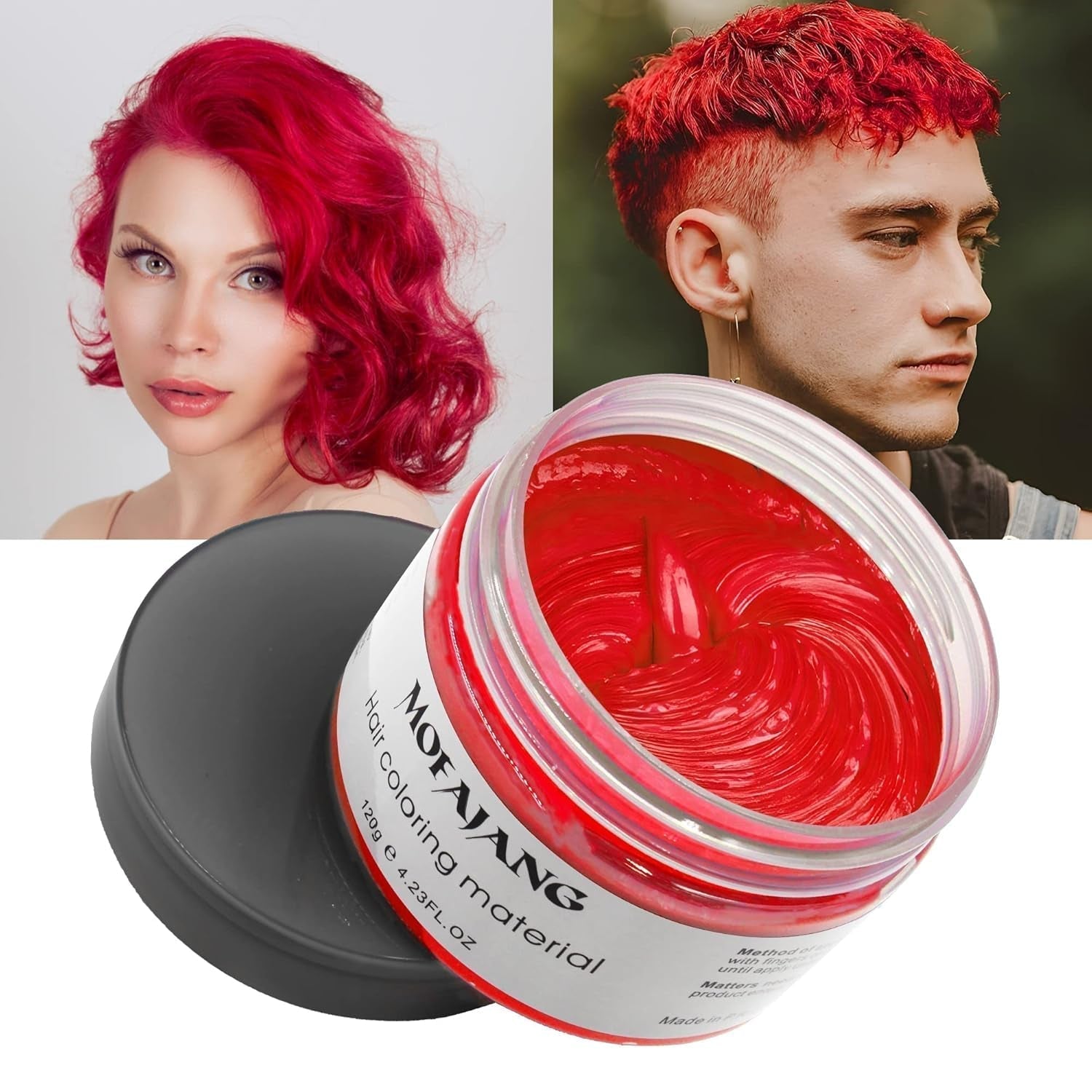 Dočasná barva vlasů, stylingový tón vlasů pro muže, ženy, přírodní pomáda na vlasy, vosk na barvení vlasů pro párty, cosplay a Halloween, 4,23 oz (stříbrně šedá) barva na vlasy Naty Shop 7 červená