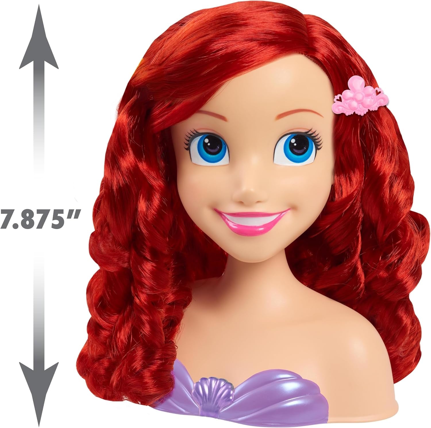 Ariel Just Play Vlasová hlava Disney Princess 20 cm s příslušenstvím Sada 7 dílů Hračka do červených vlasů pro děti od 3 let