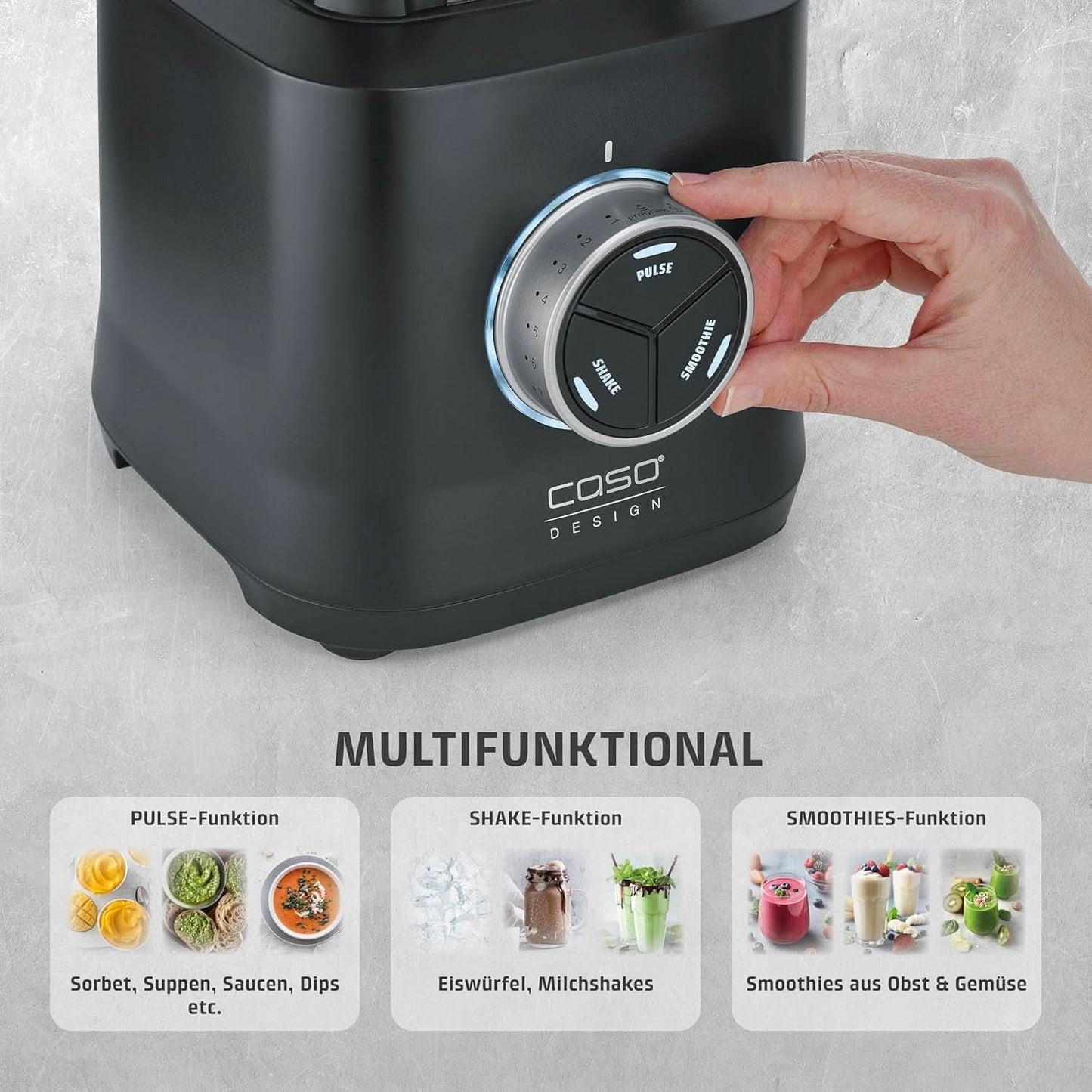 CASO Powerblender B 2000 - Profi stojanový mixér, 30 000 U/Min, 2000 Watt, Bruchsicherer Tritan-Mixbehälter (2 l), Bpa-Frei, Pulse-, Shake-, Smoothie-Funktion, 8-Fach Messer-System Mit Kitchen Na Titanbeschichtung