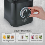 CASO Powerblender B 2000 - Profi stojanový mixér, 30 000 U/Min, 2000 Watt, Bruchsicherer Tritan-Mixbehälter (2 l), Bpa-Frei, Pulse-, Shake-, Smoothie-Funktion, 8-Fach Messer-System Mit Kitchen Na Titanbeschichtung