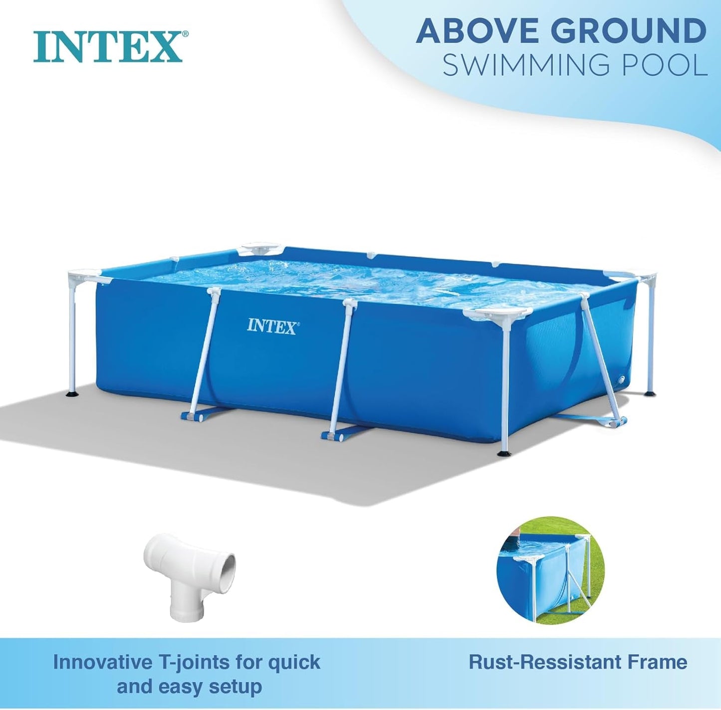 Intex 28271NP - Obdélníkový nadzemní bazén s rámem, 2282 L, ocel a PVC, modrý, 260x160x65 cm