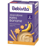 Večerní kaše se sušenkami a banány (4x500g), mléčná kaše od 5 měsíců, bez přidaného cukru, s cennými minerály a vitamíny, velmi zasytí
