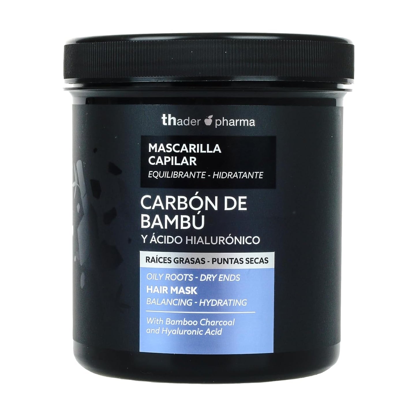 Thader Pharma Balancing Hair Mask s bambusovým uhlím a kyselinou hyaluronovou – ideální pro mastné kořínky a suché konečky, 700 ml Naty Shop Hair Mask Výchozí název
