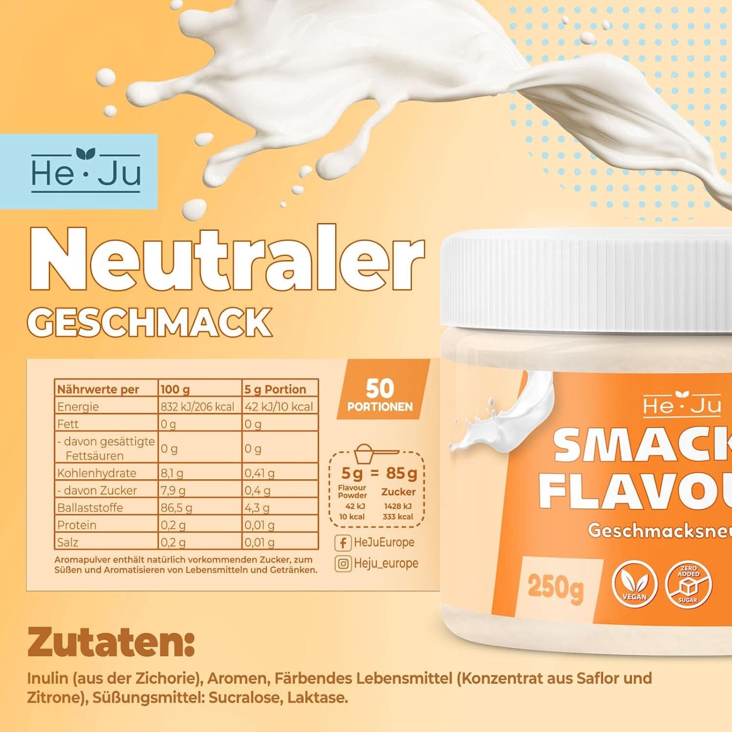 He-Ju, prášek s neutrální příchutí, 250 gramů Aromas Naty Shop