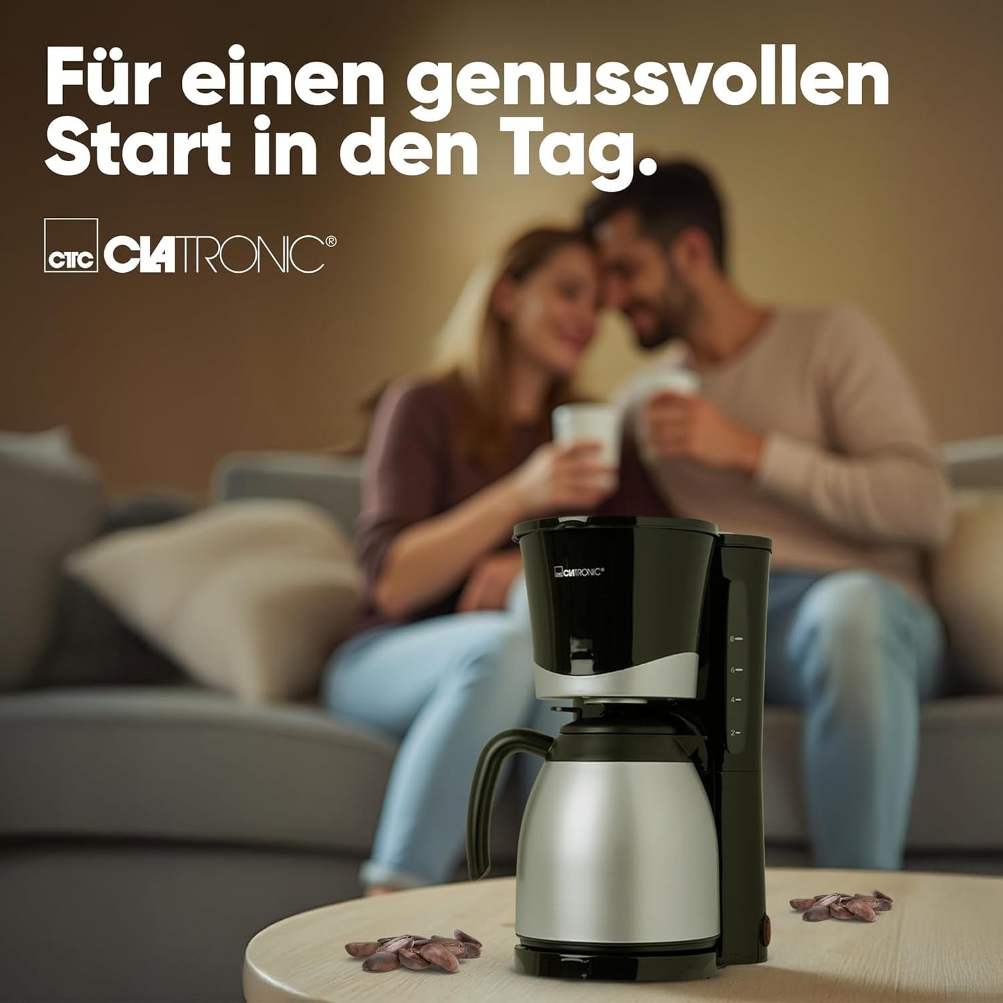 Kávovar Clatronic® s termoskou | na 8-10 šálků kávy | bez teplotních ztrát | kávovar s filtrem | 1 litr | Espresso | Filtrační kávovar s termoskou | KA 3327 černá