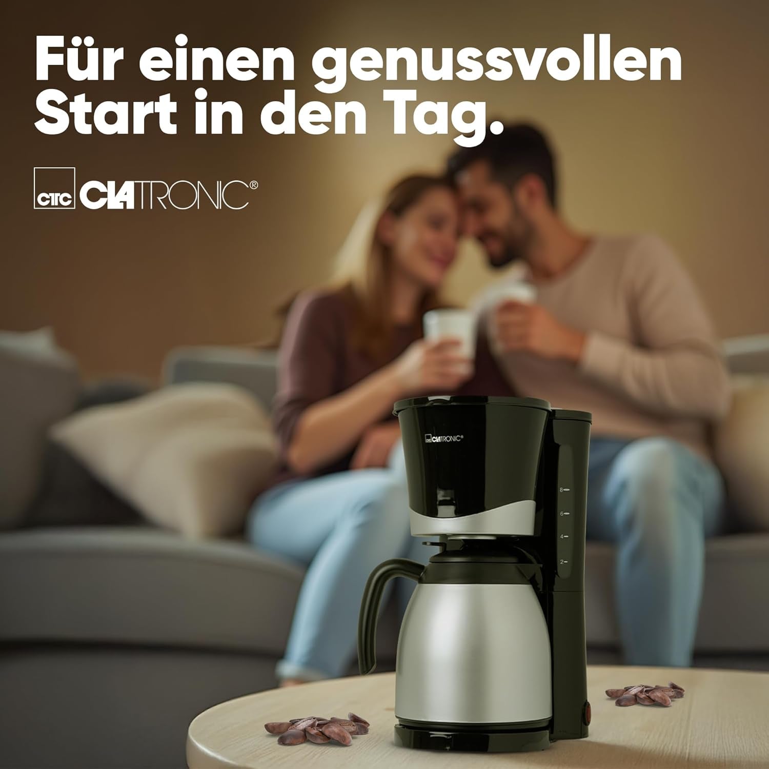 Kávovar Clatronic® s termoskou | na 8-10 šálků kávy | bez teplotních ztrát | kávovar s filtrem | 1 litr | Espresso | Filtrační kávovar s termoskou | KA 3327 černá