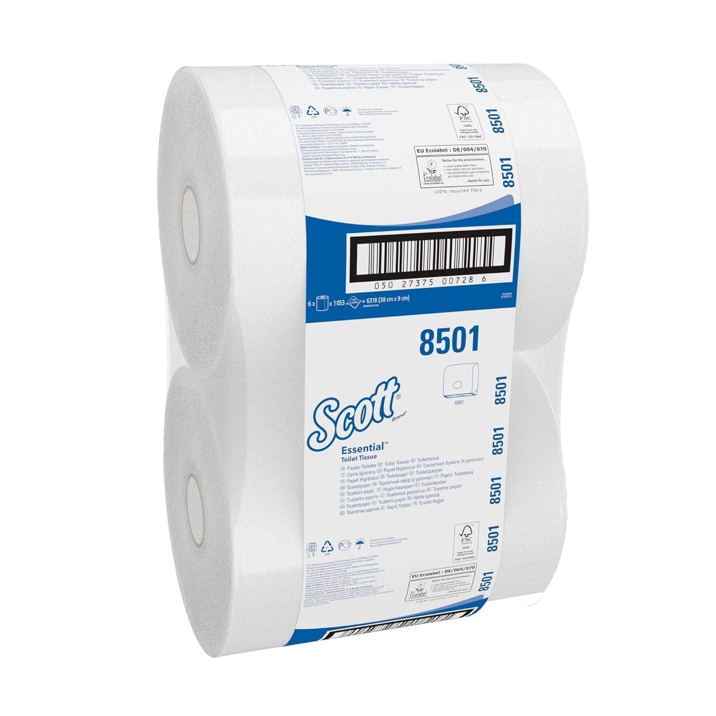 Scott Essential Jumbo Toilet Roll 8501 - toaletní papír Jumbo Roll - 6 rolí X 1 053 listů 2vrstvý toaletní papír (celkem 2 400 M)
