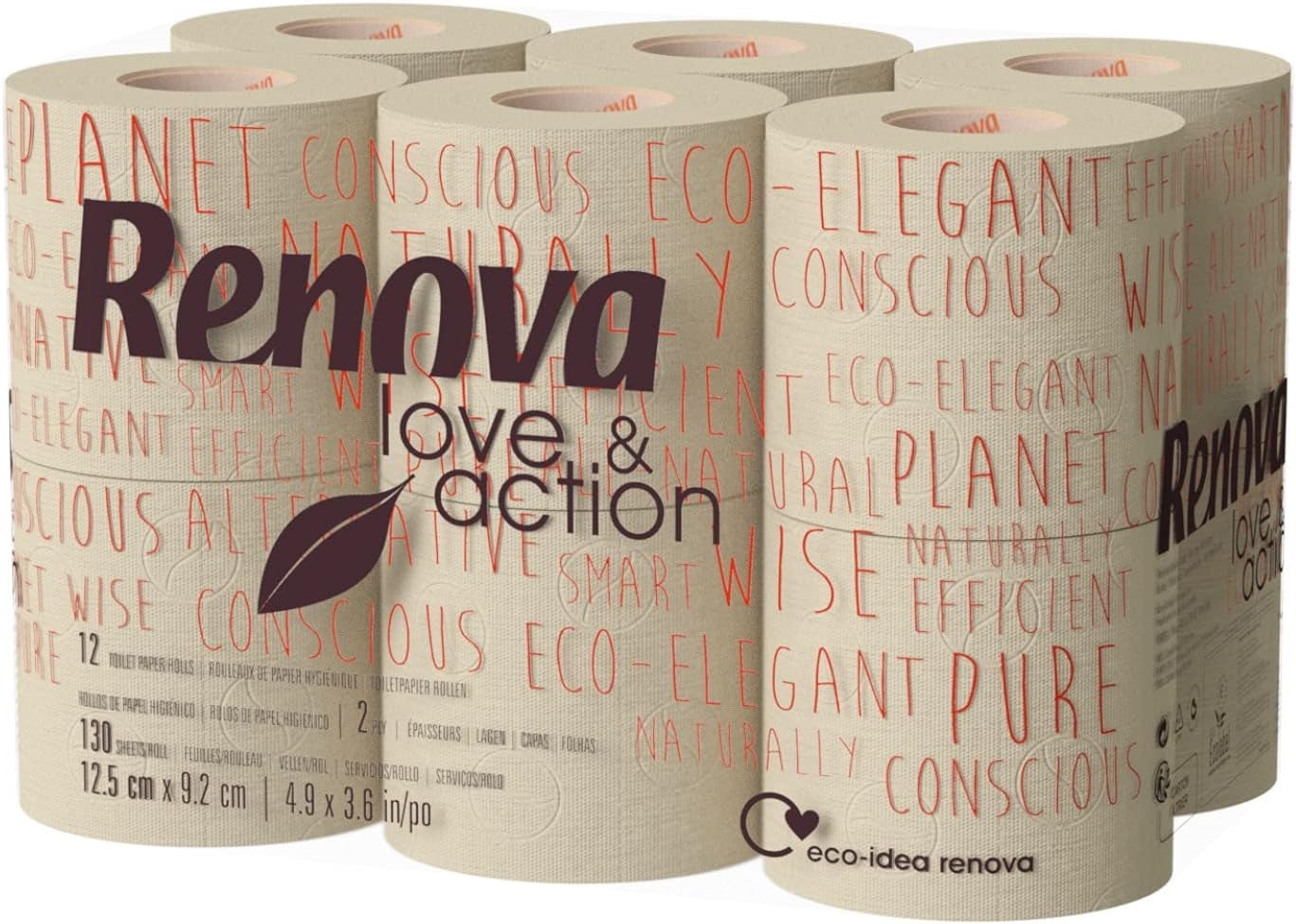 Toaletní papír Renova Love & Action, Béžová Balení 9 X 12 Rollos-: 108