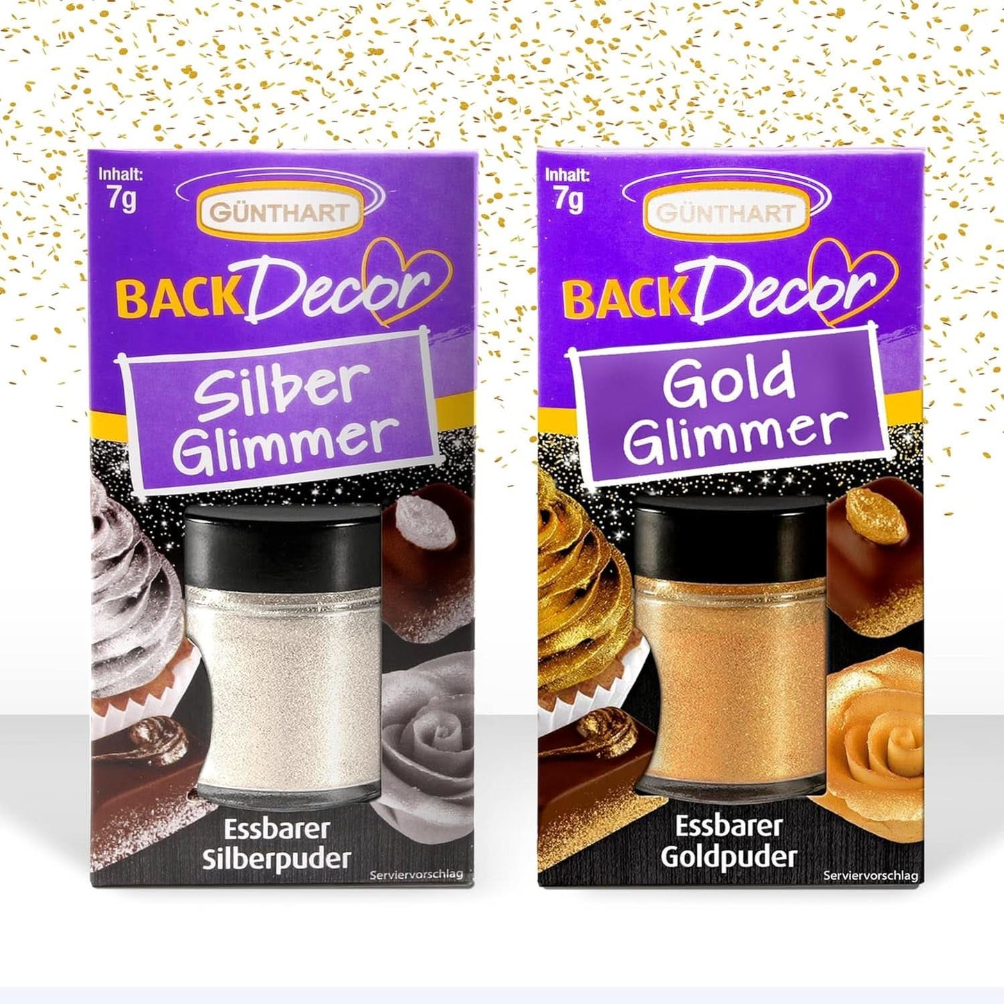 Günthart třpytky, pudr, zlato a stříbro, sada 2 x 7 gramů Naty Shop