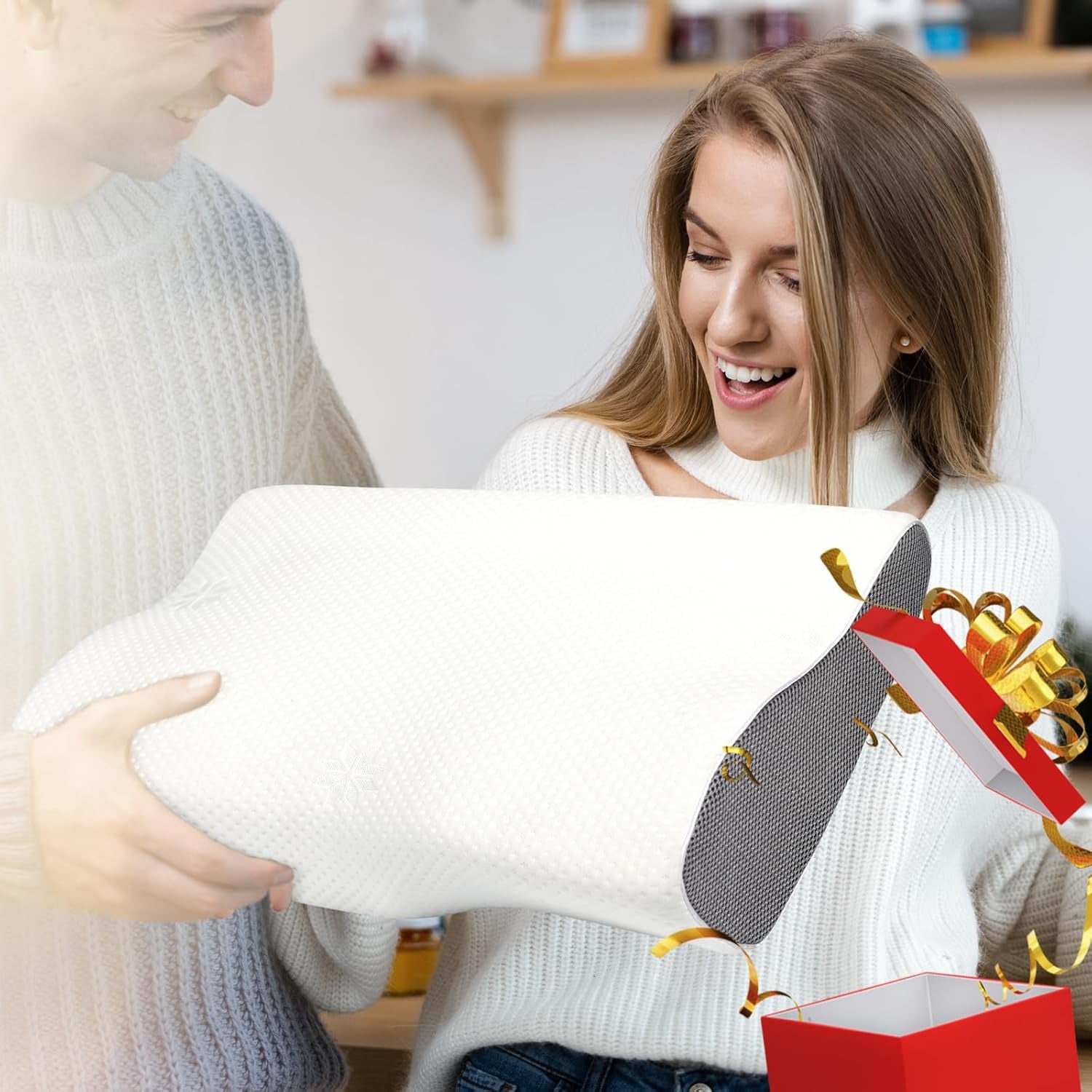 PHYSEN Ortopedický polštář na krk, polštář na podporu krku, polštář z paměťové pěny, ergonomický polštář proti bolesti krku Polštář na spaní proti chrápání na boky, záda a břicho (62 * 34 * 11 6,5 cm) Krční ortopedické polštáře Naty Shop