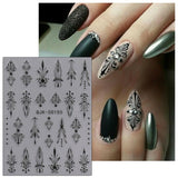 JMEOWIO 3D Nálepka na nehty Schwarz Weiß Blume Nálepka na nehty Selbstklebend Nagelaufkleber 5D Stereoskopisch Blumen Dekoration Nageldesign Zubehör 4 Blatt