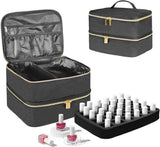 Tasche s organizérem laku na nehty, úložná krabička na lak na nehty Doppelschicht, organizér Koffer Für Nageldesign Kosmetiktasche Für 30 lahviček s neonailovou bází (15 ml-0,5 Fl. Oz) & 1 lampa na nehty (Schwarz)