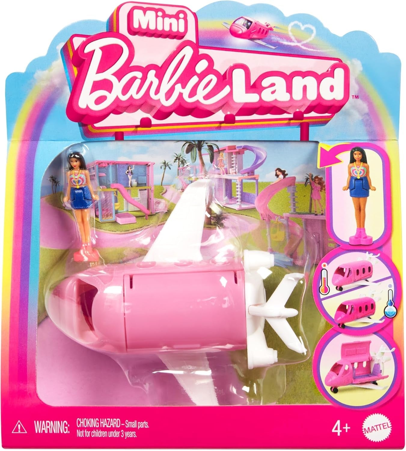Mini BarbieLand Sady panenky Barbie a autíčka, 1,5" panenka a ikonické autíčko s překvapením měnící barvu, HYF40