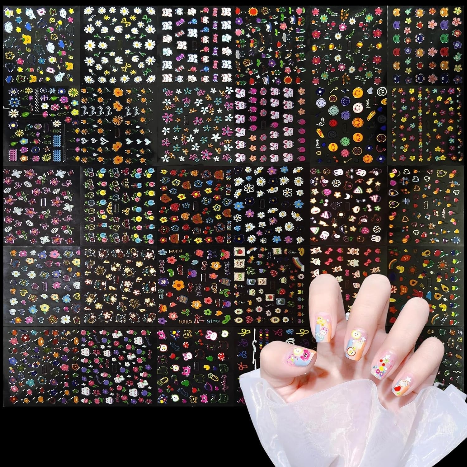 3D Nálepka na nehty Aurora 30 Blatt Gold Nálepka na nehty Selbstklebend Nagelaufkleber Holografisches Stern Herz Dekoration Nageldesign Zubehör