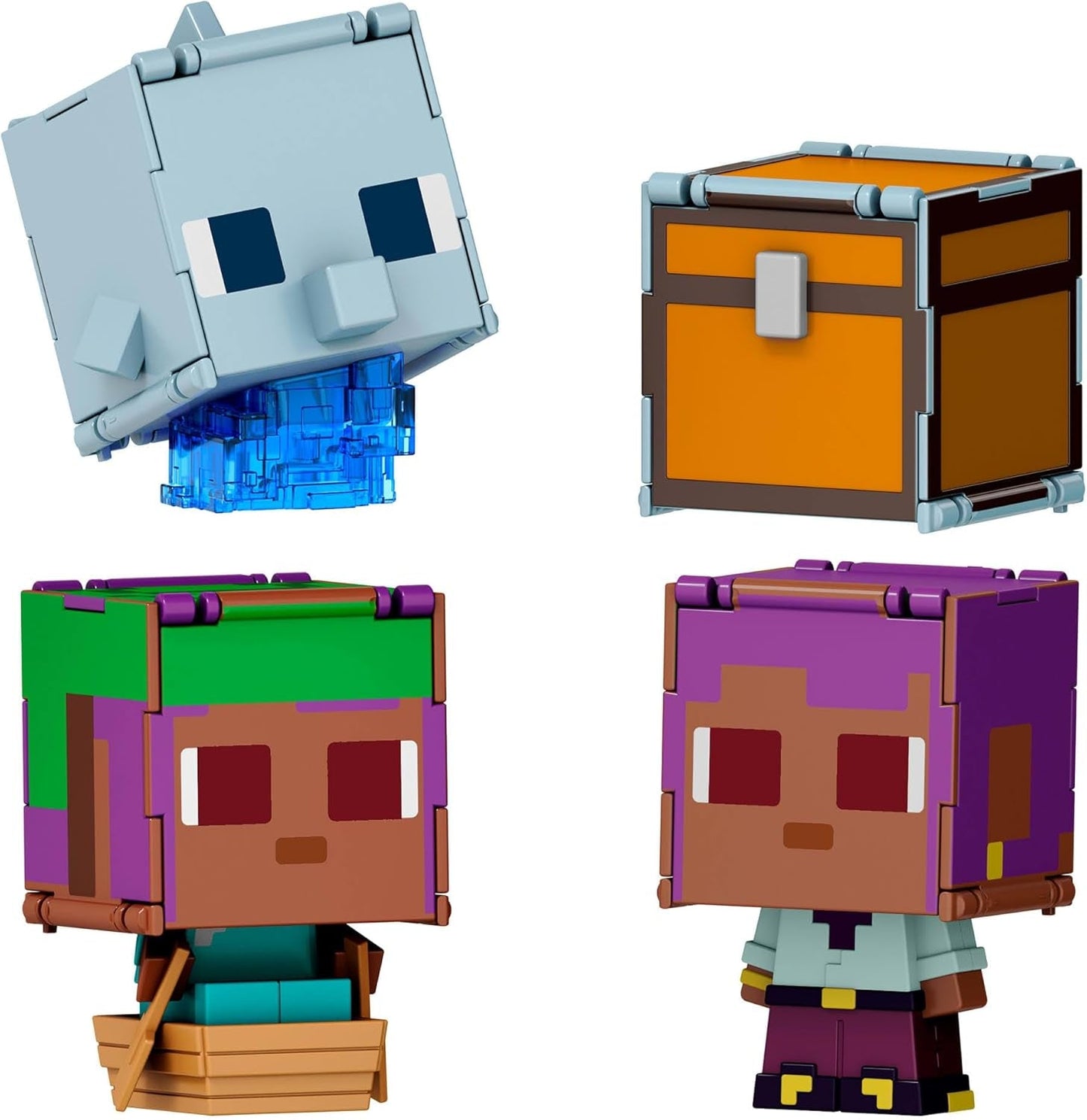 Mattel Minecraft Flippin' Figs Ovečka a kuře 2-balení s hracími figurkami 2 v 1, velkými hlavami a pixelovým designem HXK17 Akční figurky Naty Shop Ivy a delfín
