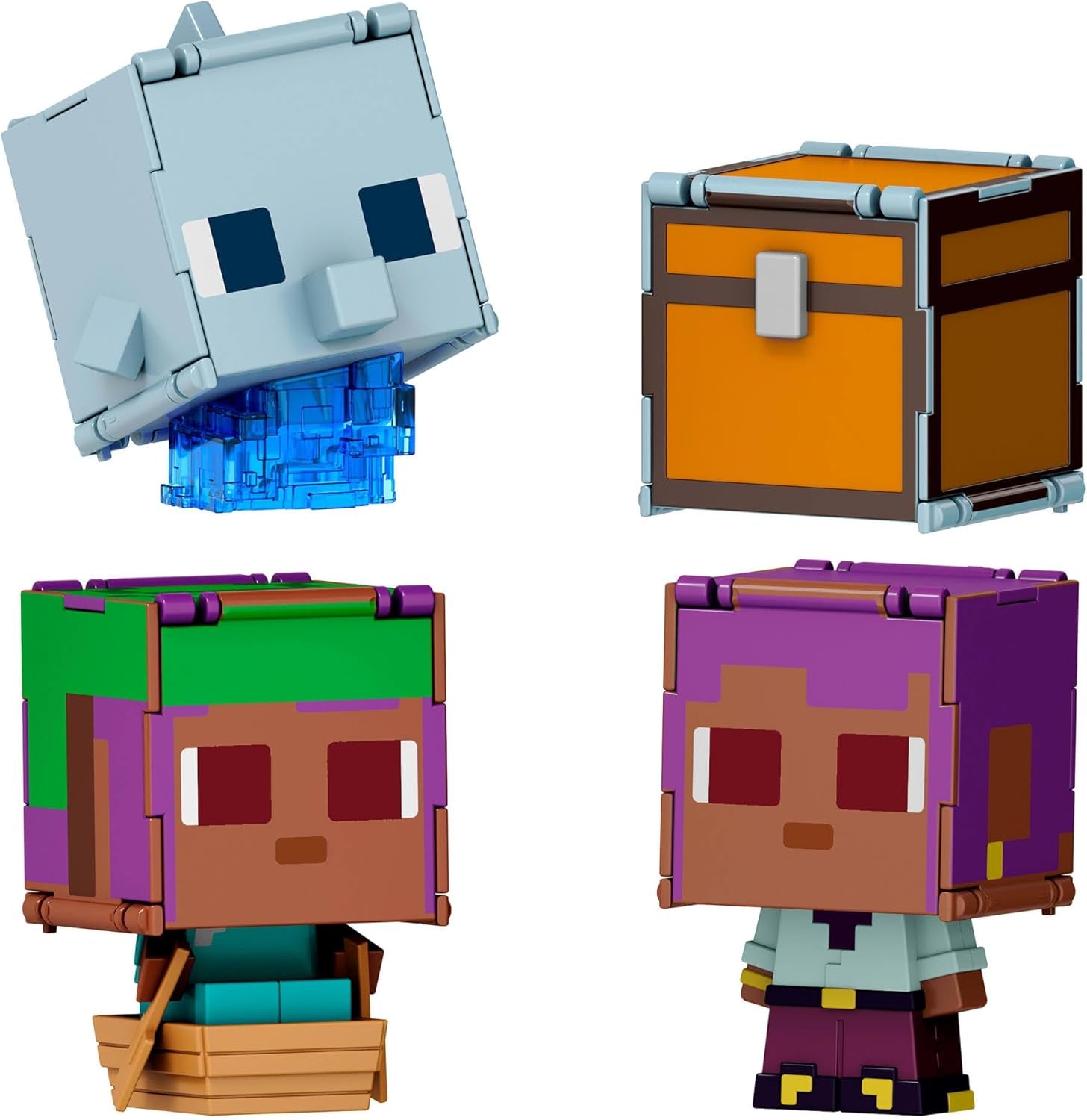 Mattel Minecraft Flippin' Figs Ovečka a kuře 2-balení s hracími figurkami 2 v 1, velkými hlavami a pixelovým designem HXK17 Akční figurky Naty Shop Ivy a delfín