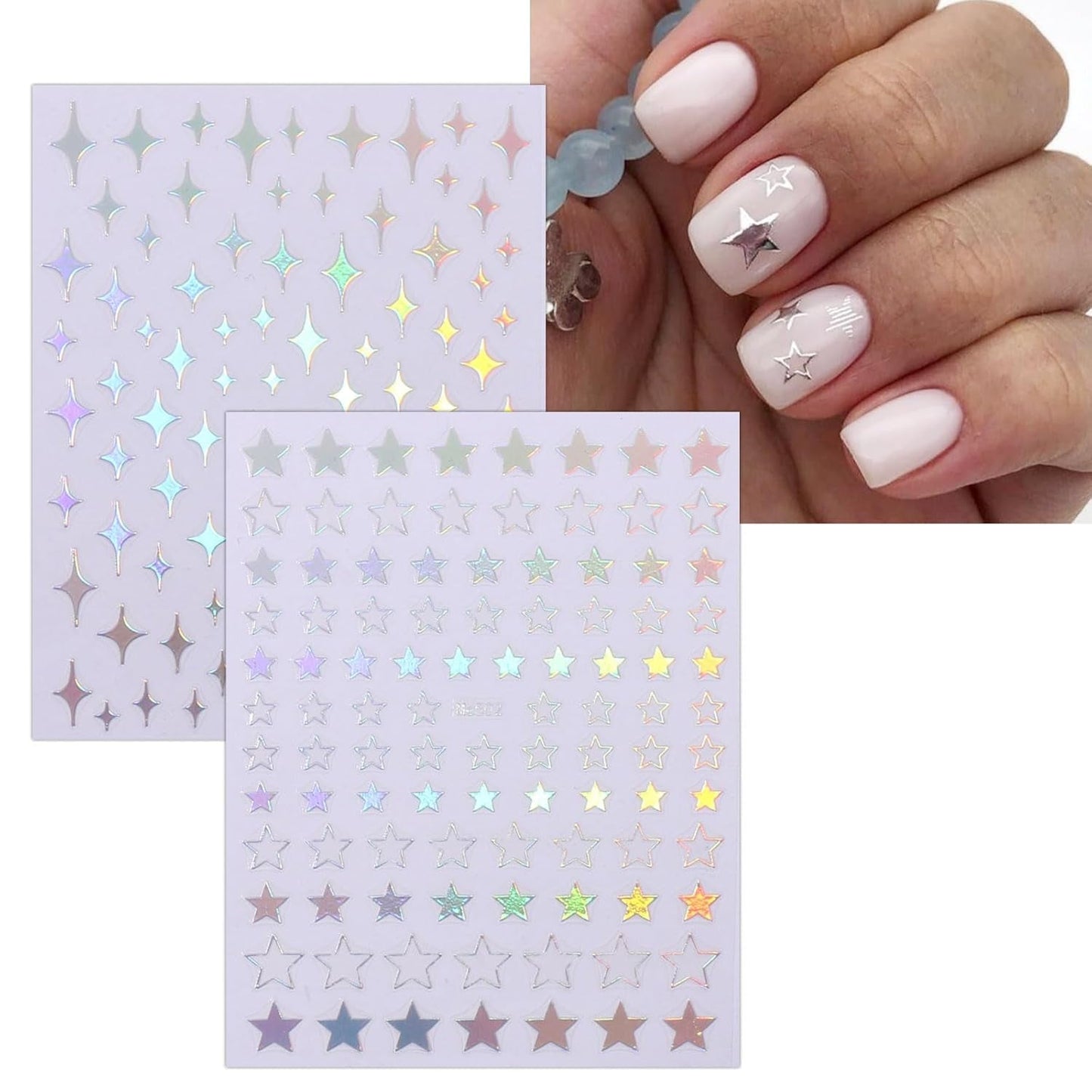 JMEOWIO Nálepka na nehty Mond Stern Schlange 10 Blatt Nálepka na nehty Selbtklebend Nagelaufkleber Aurora Dekoration Nageldesign Zubehör