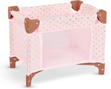 LullaBaby - Baby Puppen Laufstall - Faltbarer Puppen Laufstall in Rosa - Goldener Stern - Druckdesign - 36 cm Baby Puppen Kinderzimmer Zubehör - Vorgetäuschtes Spiel - Spielzeug für Kinder ab 2 Jahren